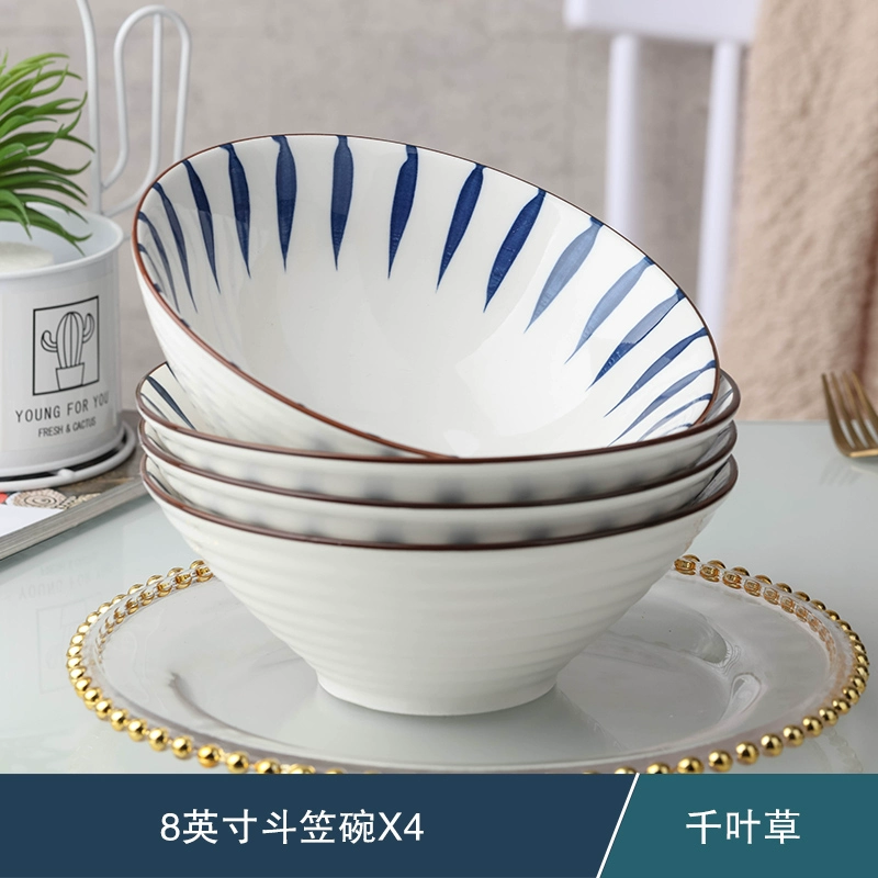 Japanese ceramic big soup bowl, tableware for students, increased thickness