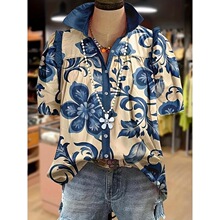 R 54936 Fashion Print Summer Blouse ӡ�������r�� �羳�W����
