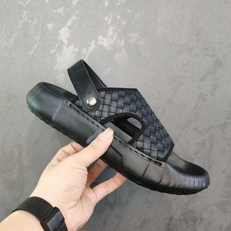 (2개) 2024 새로운 남성용 샌들 고무 폼 경량 두꺼운 단독 투웨어 꼰 스티치 비 슬립 비치 신발