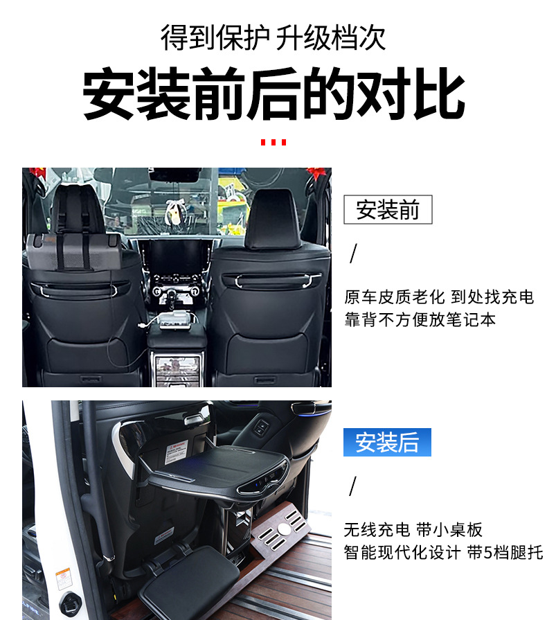 Suitable for 15-24 Toyota Alpha 30 Series 40 Series Chair Back Small Table Wilfa Dining Table Interior Modification