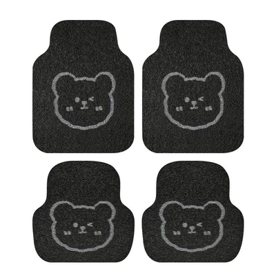 Car Wire Loop Floor Mat Single Piece Cute Cartoon Design for Women Universal Car Carpet Mat Anti-Dirt Easy to Clean for the Driver's Seat (Universal Foot Pad) - little-bear-2-in-front-and-2-in-back-50605050