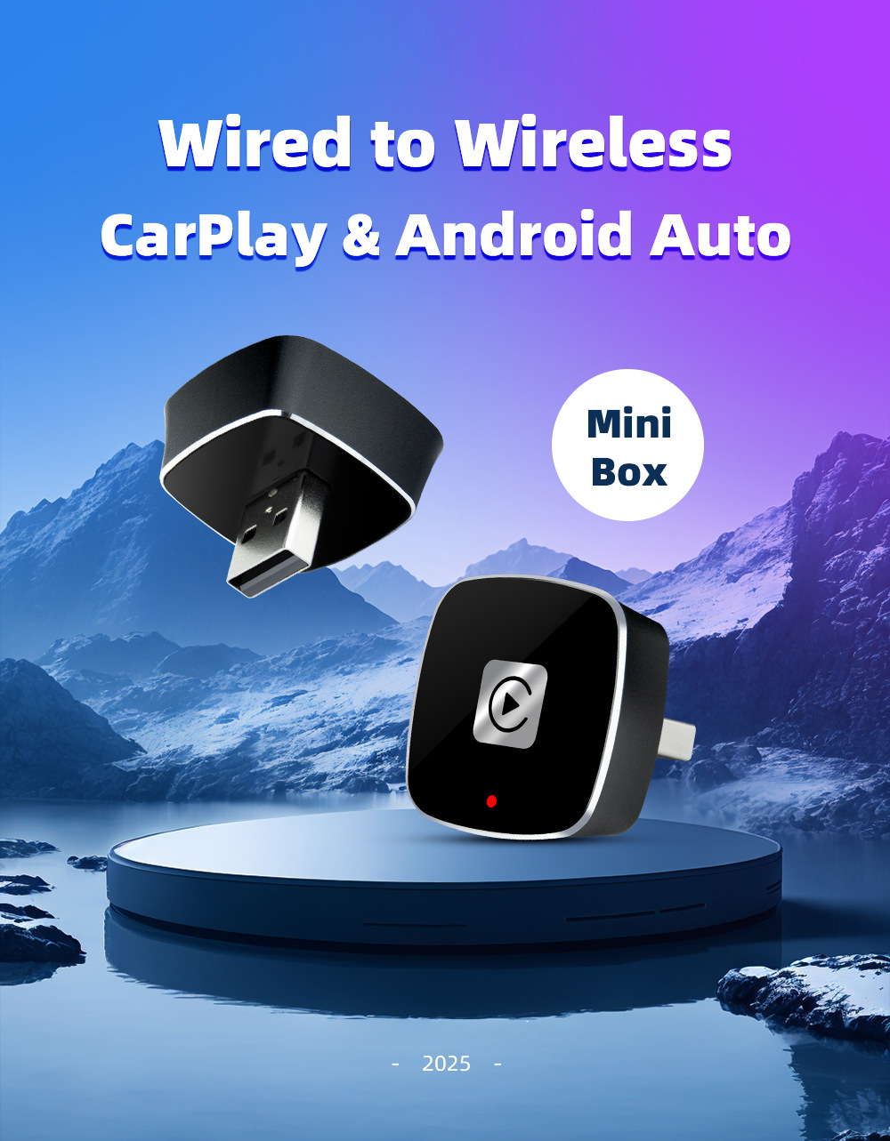Wired to Wireless CarPlay Converter 2-in-1 Car Interconnect Box Smart Screen Projection Module for Vehicles