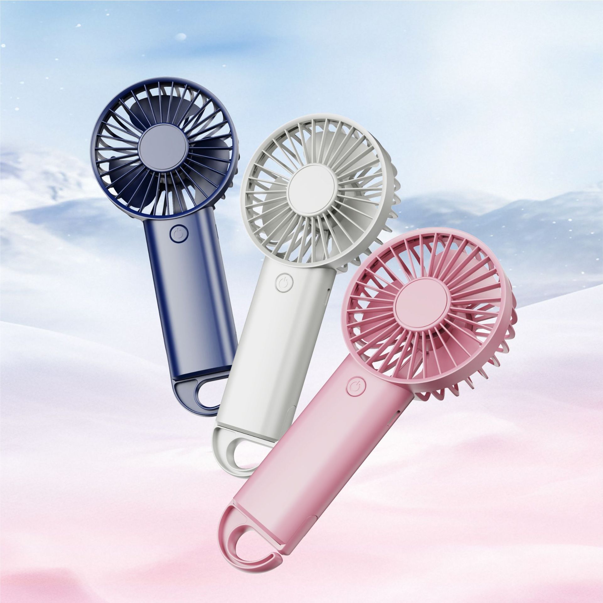 Ventilador de mano de molde privado nuevo gancho portátil al aire libre de alta velocidad silencioso pequeño ventilador USB mini regalo pequeño ventilador