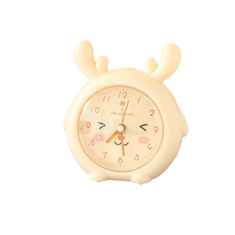 Fábrica directa de cuerno de ciervo despertador de dibujos animados color caramelo silencioso con lámpara despertador para estudiantes WenChuang pequeño despertador especial