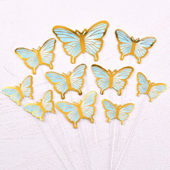 ins style butterfly cake decoration plug-in paper gilding butterfly goddess birthday cake card insertion baking ornaments