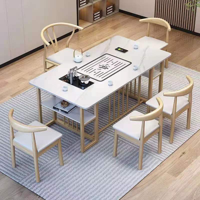 mesa de té de tabla de roca mesa de té de sala de estar casa mesa de té rectangular mesa de té de oficina nueva mesa de té simple china