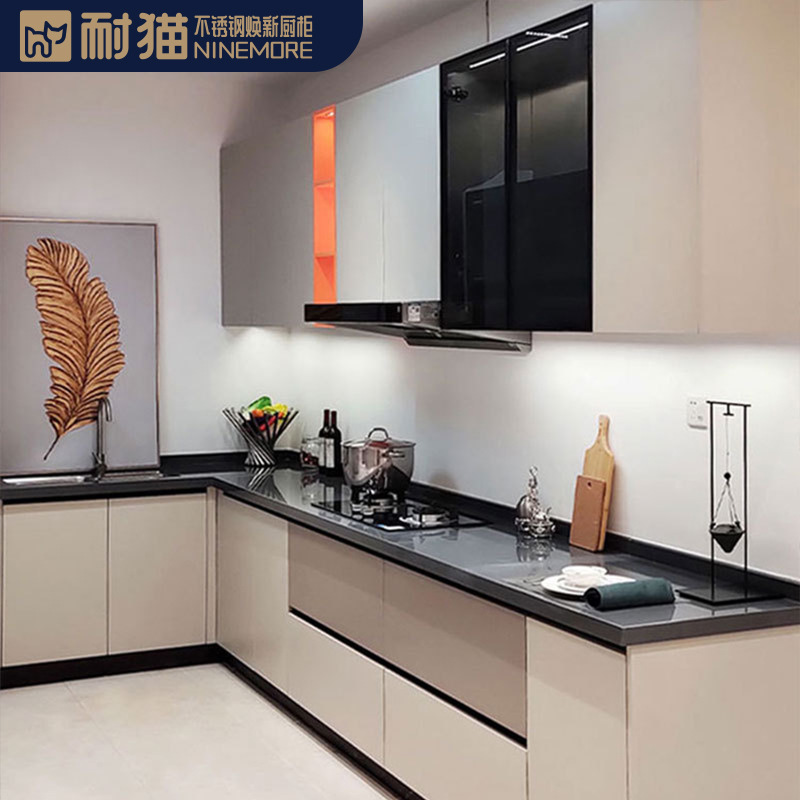 工厂定 制不锈钢厨柜柜门整体不锈钢橱柜全钢全屋订 制别墅工程