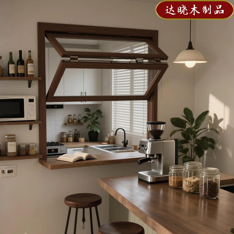 Solid Wood Window Folding Sliding Window Log Style Simple Lift Window Kitchen Glass Interior Door and Window Coffee Baking Solid Wood Window Folding Sliding Window Log Style Simple Lift Window Kitchen Glass Interior Door and Window Coffee Baking