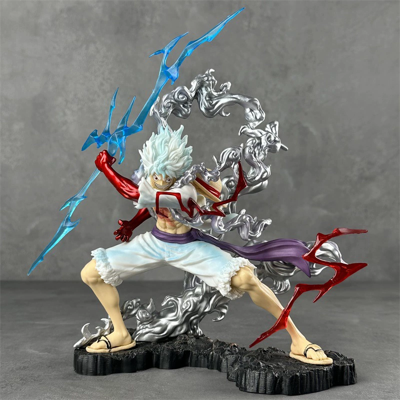 One Piece держит Гром Five -gear Nika Sun God Lightning Five -gear Luffy Аниме ручной офисная модель маятниковая