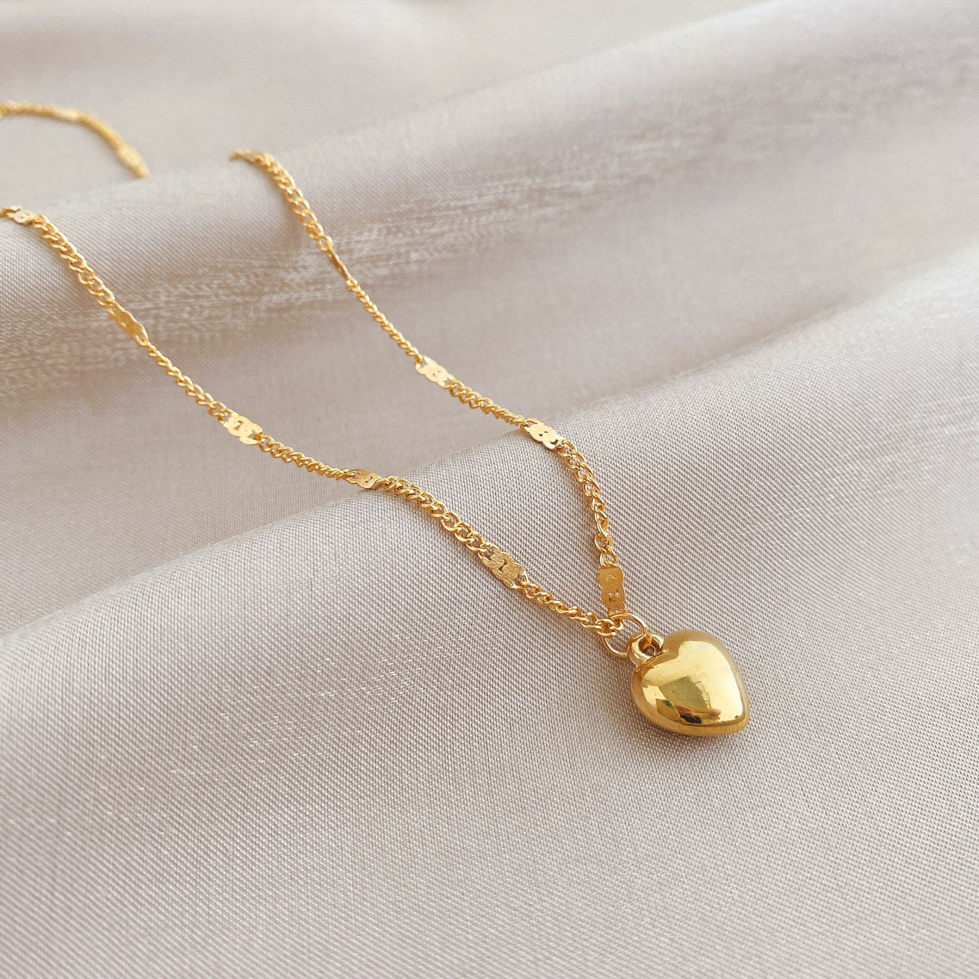 Simple Style Heart Shape Alloy Plating Necklace