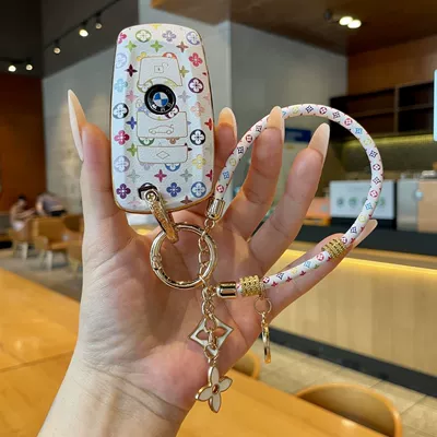 X6/X7 Car Key Cover X1/X2/X3: Car key bag - type-a-key-cover-painted-four-leaf-flower-long-rope