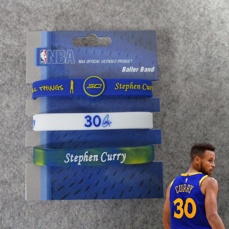 Estrella de baloncesto Kobe James Owen Currillos firma ajustable pulsera mixta blanca de tres piezas para fanáticos