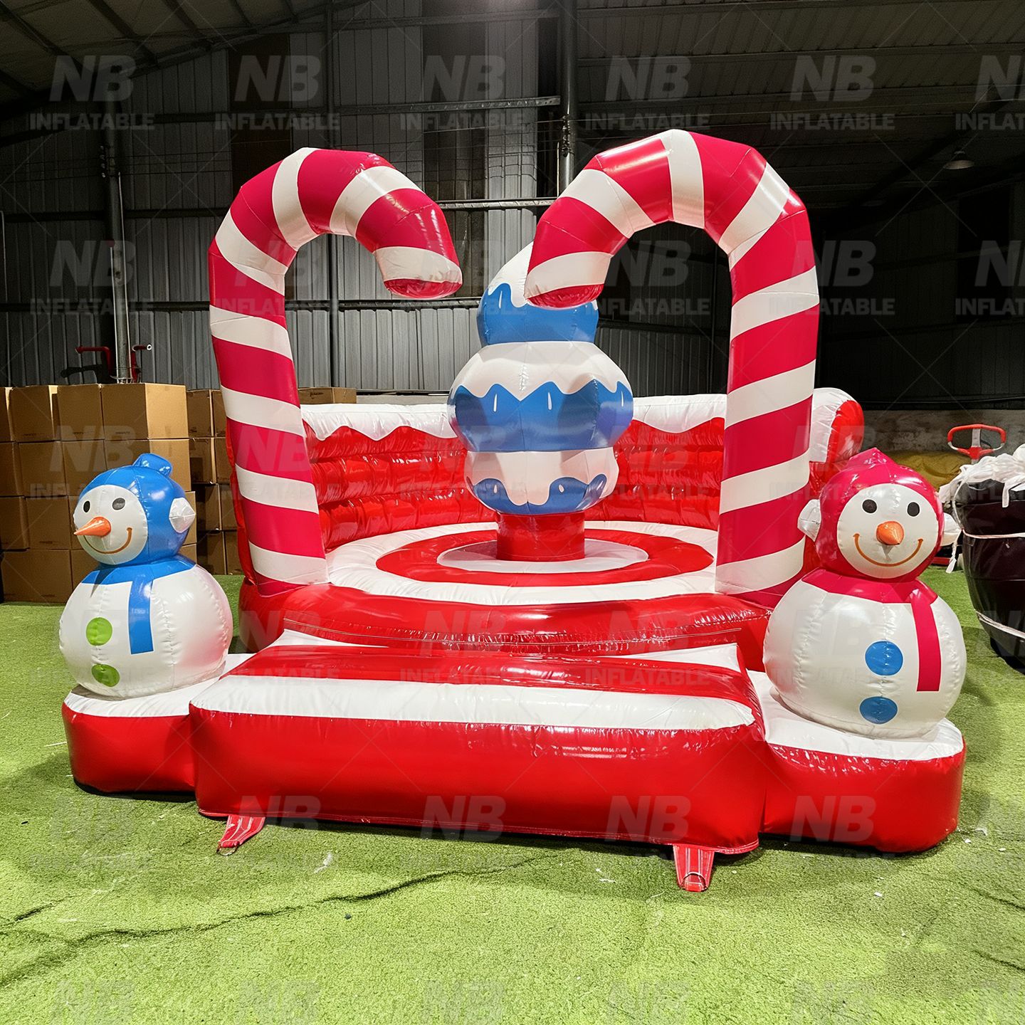 Castillo inflable al aire libre gran cabina deslizante niños saltando cama muñeco de nieve Navidad saltando cama cola deslizante parque de atracciones