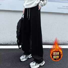 女童裤子加绒秋冬款2024新款女大童初中生运动裤休闲宽松儿童卫裤