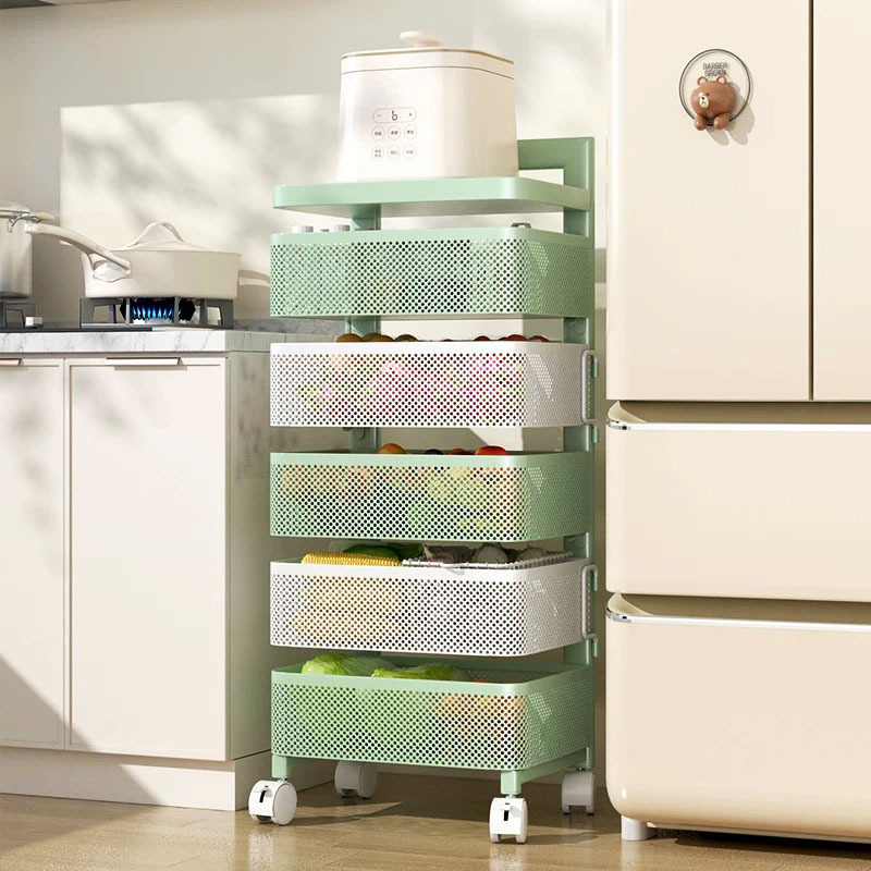 Thickened rotating vegetable storage rack, multi-layer multifunctional floor-standing kitchen rack for fruit and vegetable baskets Thickened rotating vegetable storage rack, multi-layer multifunctional floor-standing kitchen rack for fruit and vegetable baskets