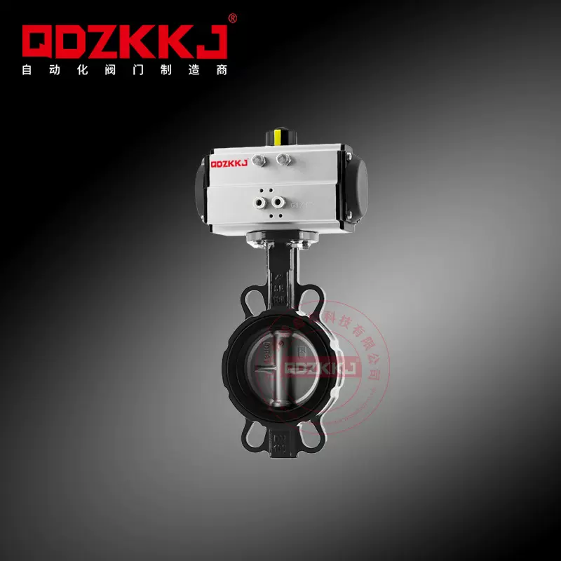 D671X/F-16气动对夹式蝶阀球墨铸铁四氟304不锈钢板DN40-300