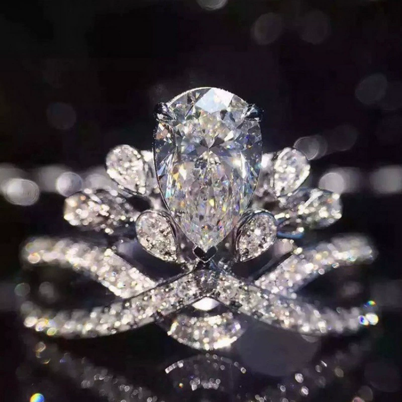 Earrings, necklace, set, ring, diamond encrusted, high-quality style, light luxury style