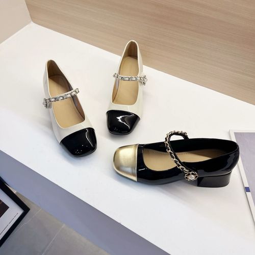 Pearl Single Strap Mary Jane Shoes for Girls and Boys, 2024 New Arrival Spring Early Spring Chanel Style Retro Thick Heel Medium Heel Small Leather Shoes Autumn