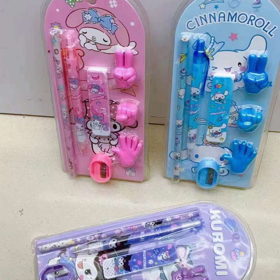 Sanrio-caja de regalo de papelería, conjunto de papelería transfronterizo, lápiz Kuromi, papelería de aprendizaje para niños, regalo de recompensa, venta al por mayor