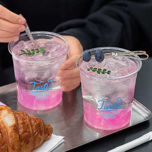 Pet Coffee Cup Plastic Cup Disposable Straight Man Cup Milk Tea Cold Drink Cup Takeaway Packaging Cup Coffee Packaging