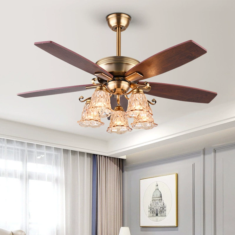 Американская гостиная люстра лампа промышленного ретро гостиная люстра лампа столовая вентилятор лампа домашнего интерьера 5 листовой веер X20