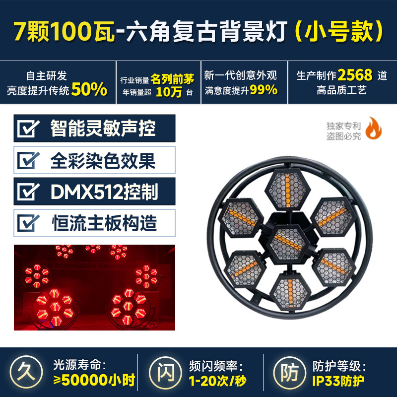 7개의 둥근 복고풍 배경 조명(소형)