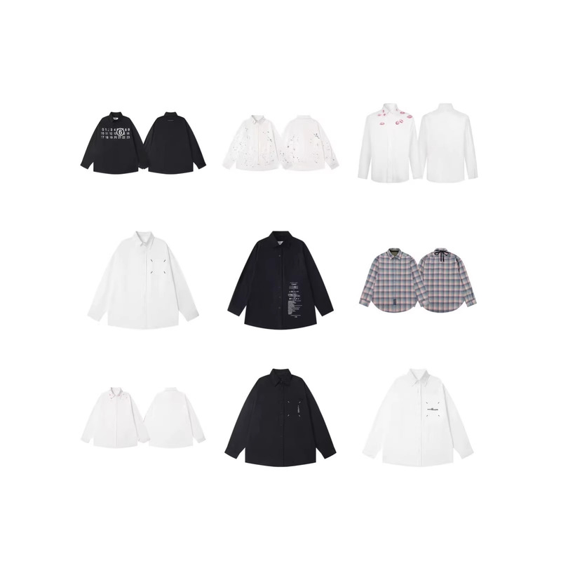 Cross-Border Maison Margiela Mm6 Loose Letter Print Long-Sleeve Shirt for Men and Women