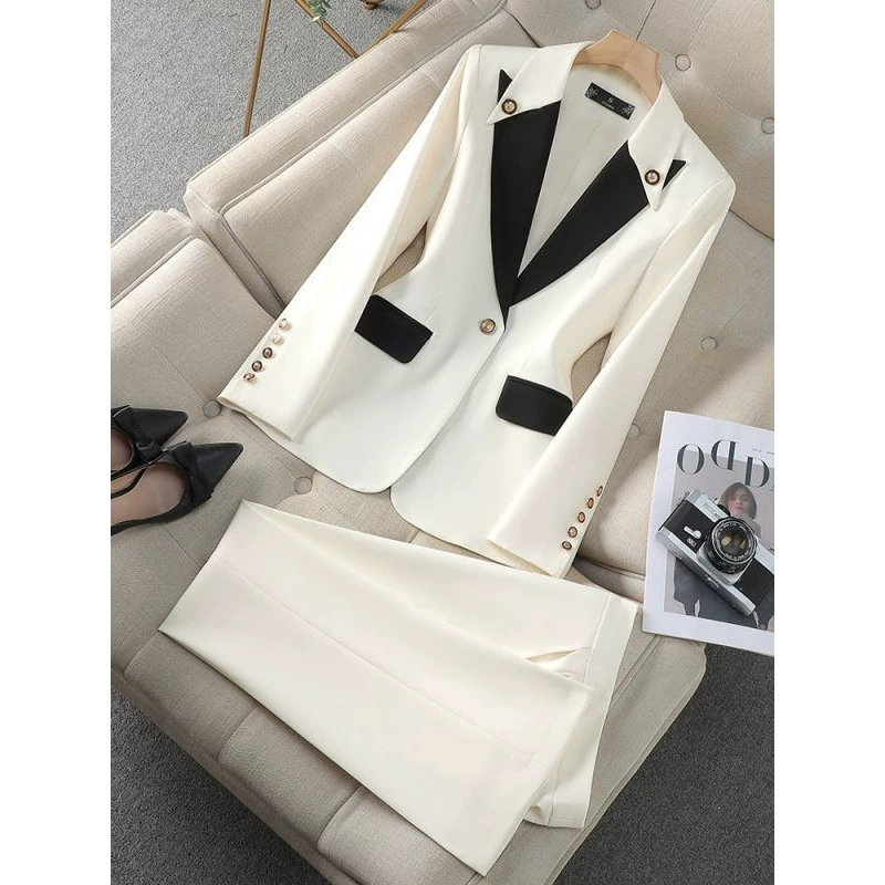 Черный костюм костюм женский весна и осень 2025 новая профессиональная рабочая одежда легкий роскошный маленький костюм весна и осень