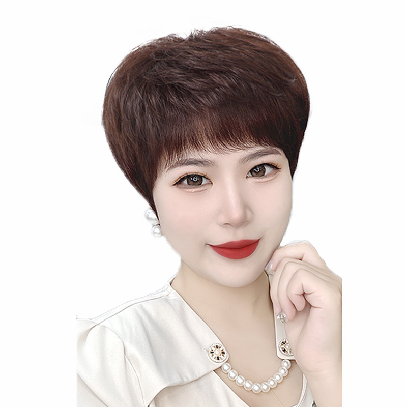 Connie Full Hair Wigs Morgan Perm Full Head Cap за жени, къса коса за дами на средна възраст, подарък за мама