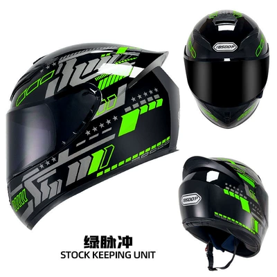 Full-Face Helmet, Protective Riding Helmet for | Motosiklet kaskı (dəbilqə) - green-pulse-black-lens-s55-56cm