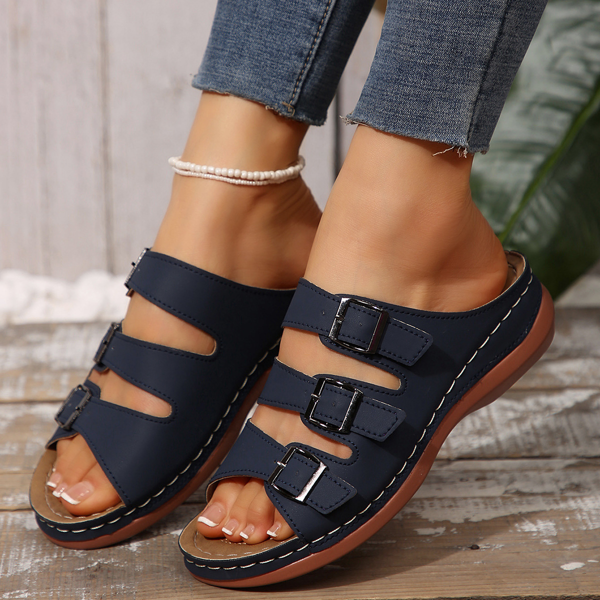 2025 nuevo comercio exterior transfronterizo mujer casual moda plataforma aumento talla grande mujer verano cuñas zapatillas de suela gruesa