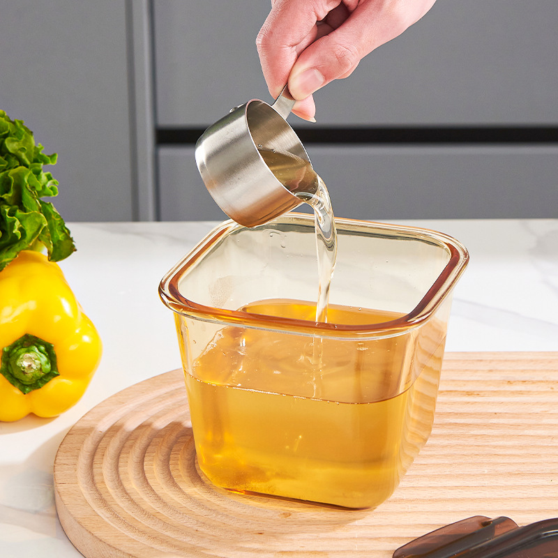 Tanque de manteca de cerdo sellado doméstico resistente a altas temperaturas caja de vidrio de cocina a prueba de humedad con cubierta de gran capacidad de recipiente de aceite a prueba de agua