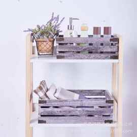 实木收纳木条箱超市水果陈列道具储物筐长方形杂物整理木筐