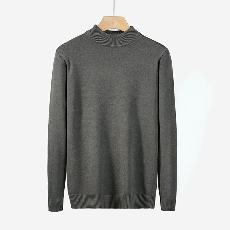 Men's Clothing American Style Men's Slim Fit Semi-Turtle Neck Sweater Lightweight Knit Pullover Long Sleeve Core-Spun Yarn Shirt For Casual Layering_voghion.com