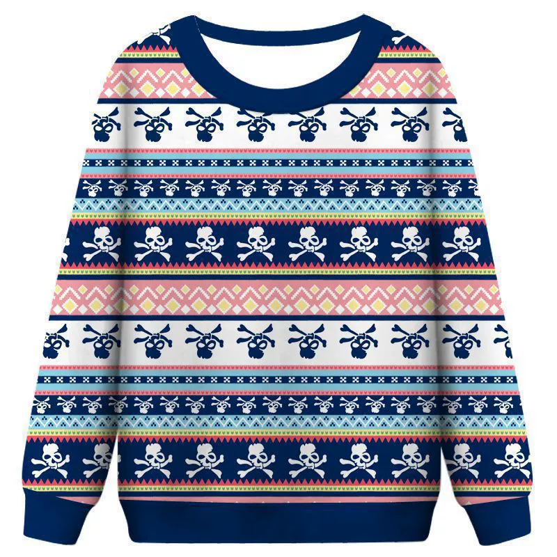 Трансграничный европейский и американский рождественский стиль, свитер с 3D-принтом и длинным рукавом, креативное рождественское пальто для пар, осенне-зимнее праздничное пальто с круглым вырезом