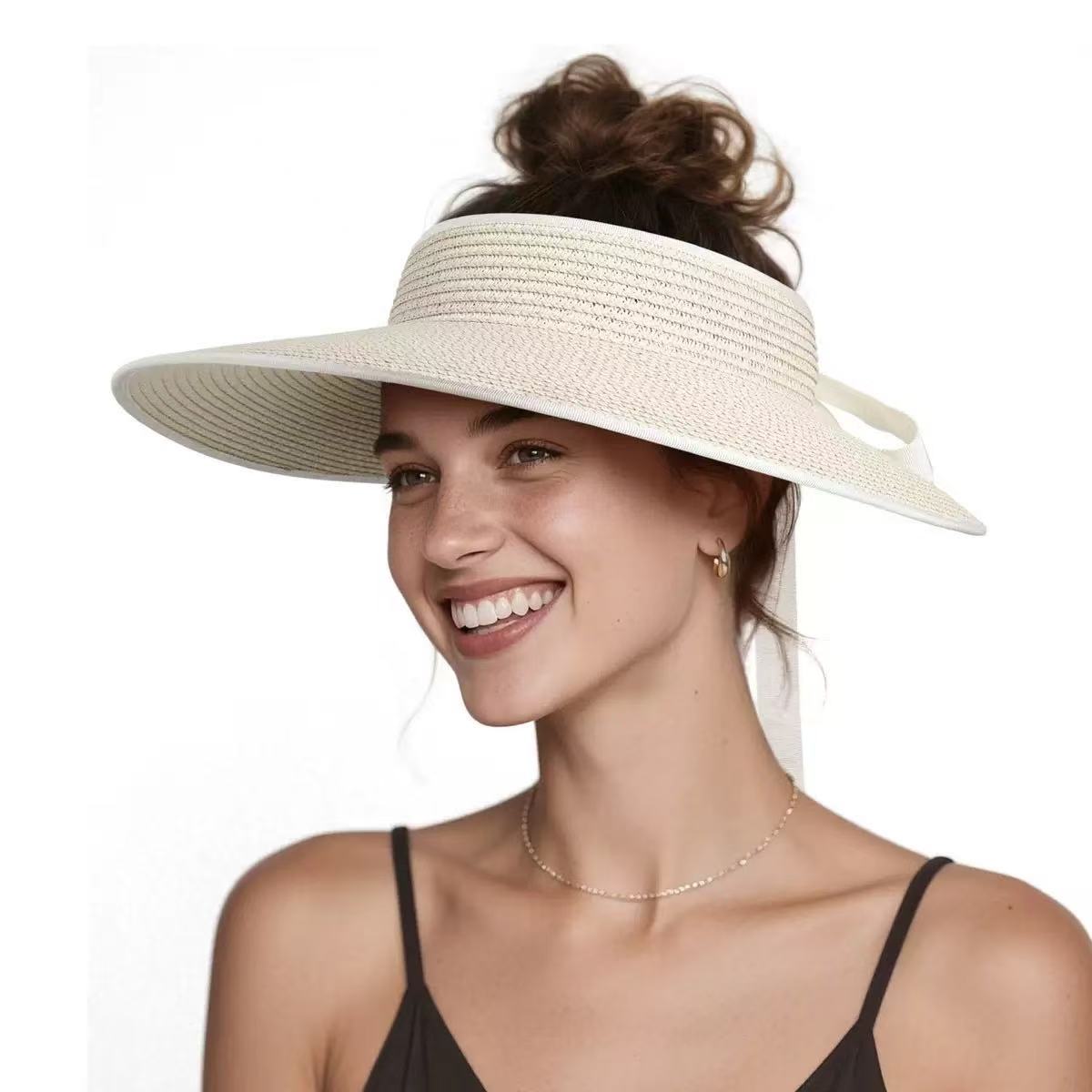 Strå solskärm för damer uv-skydd strandhatt_voghion.com