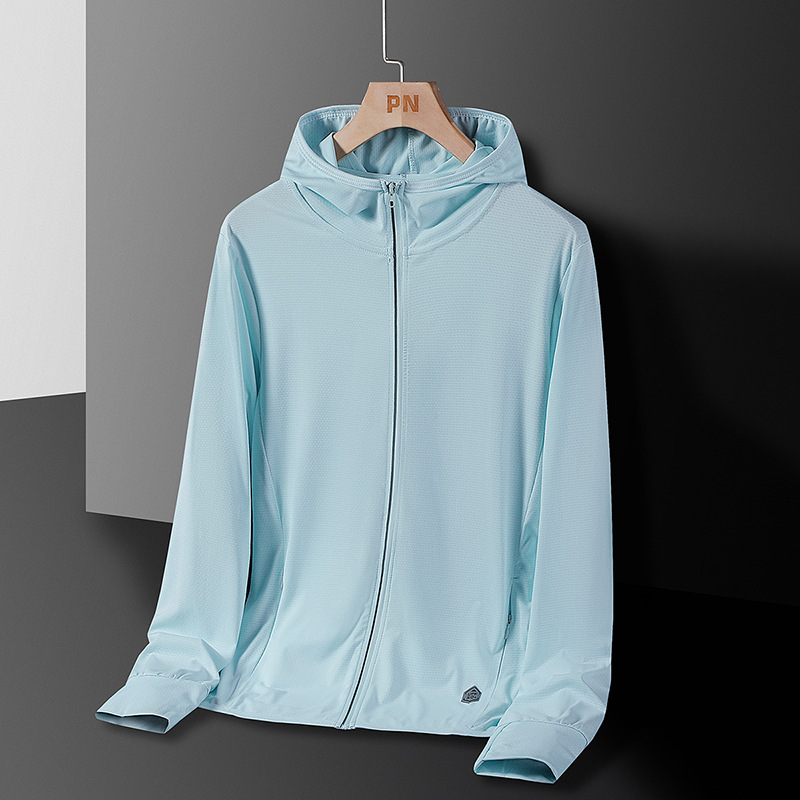 Ropa de protección solar de hombre chaqueta delgada de verano camiseta de piel de hielo al aire libre ventilada anti-UV ropa de protección solar para hombre