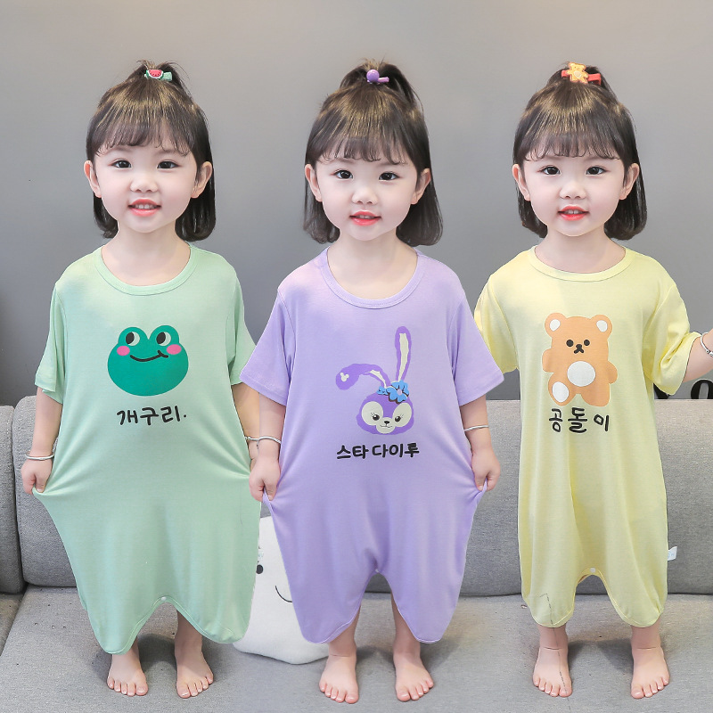 Girls' Summer Pajamas, Thin Style, 100% Cotton Onesie, Children's Romper, Toddler Summer Clothes, Air Conditioning Clothes