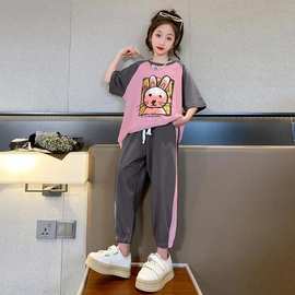 2025夏季新款套装10岁女孩中大童卡通兔子12休闲15两件套夏款