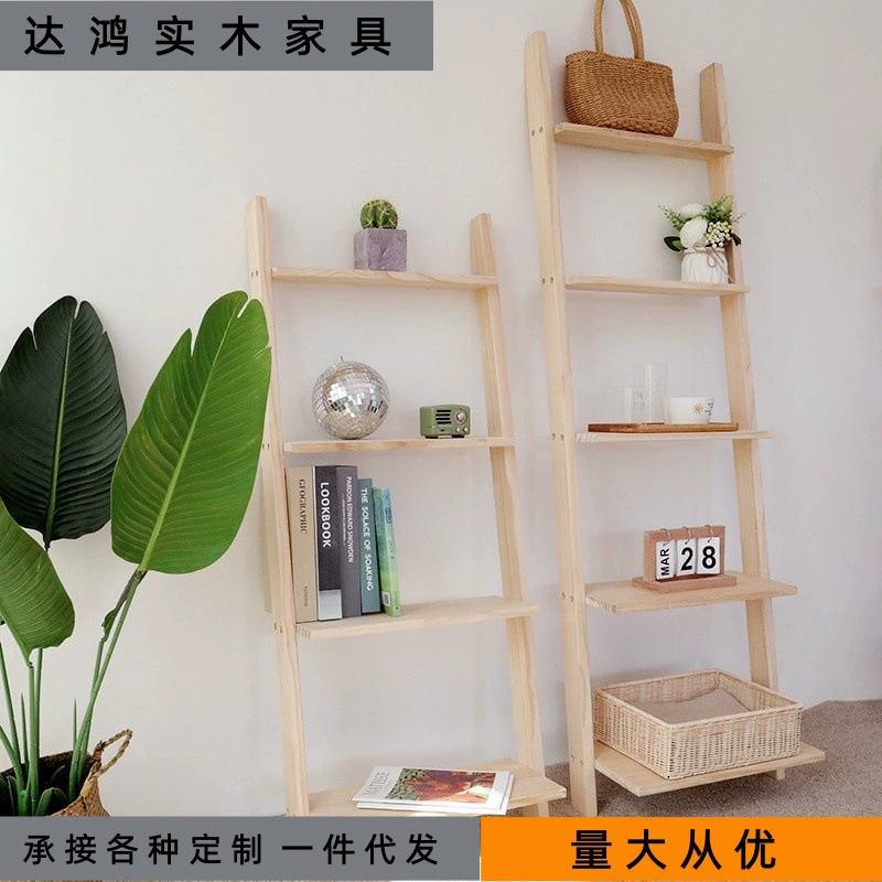 ins трапециевидная полка для хранения из цельного дерева, угловая полка для хранения в гостиной, многослойная цветочная полка для балкона, скандинавская простая напольная книжная полка
