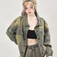 Retro short denim autumn sexy jacket, American style, loose fit