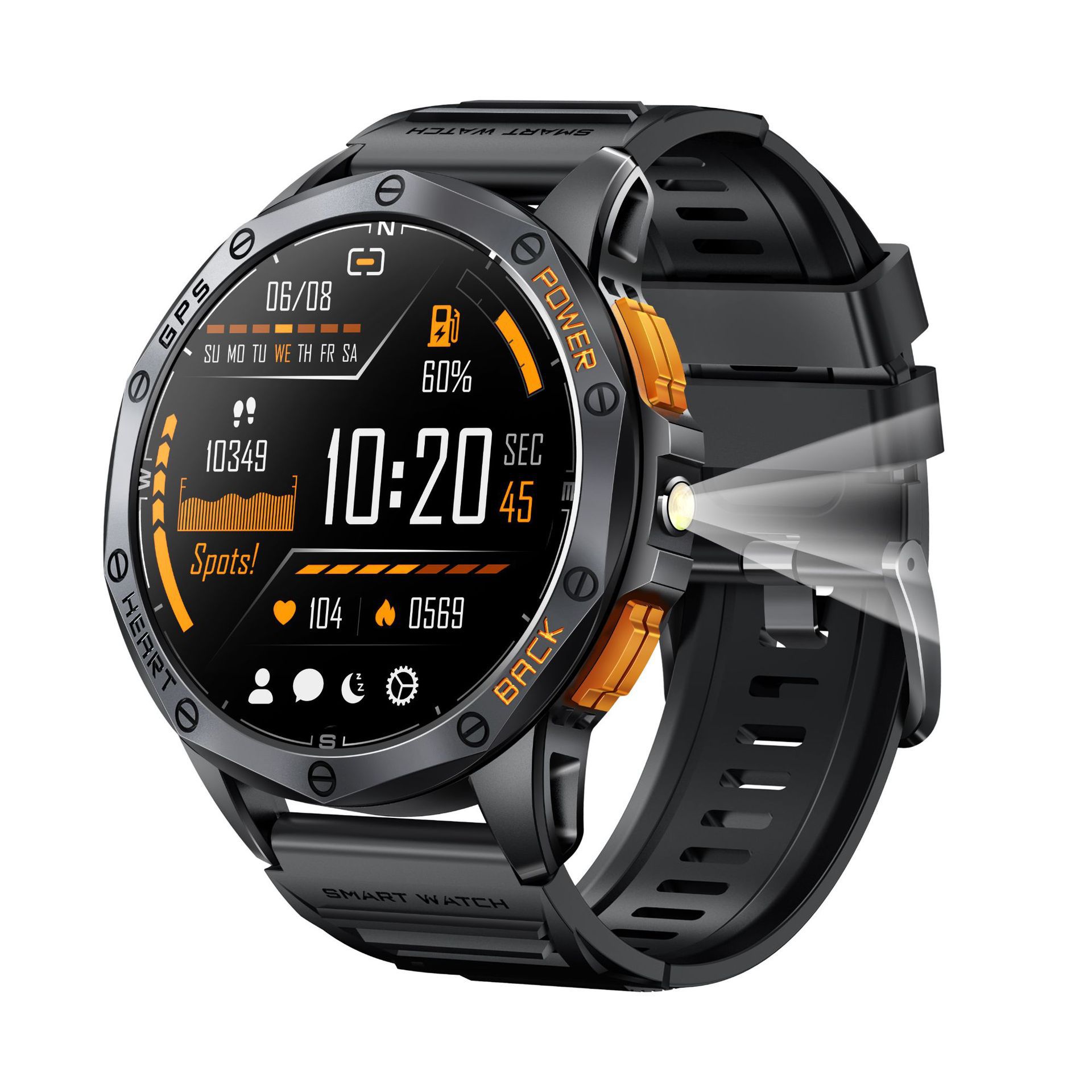 1.43 AMOLED K67 GPS Reloj inteligente Bluetooth Llamada Altitud Compasso Presión Barométrica Frecuencia cardíaca Presión arterial Oxígeno