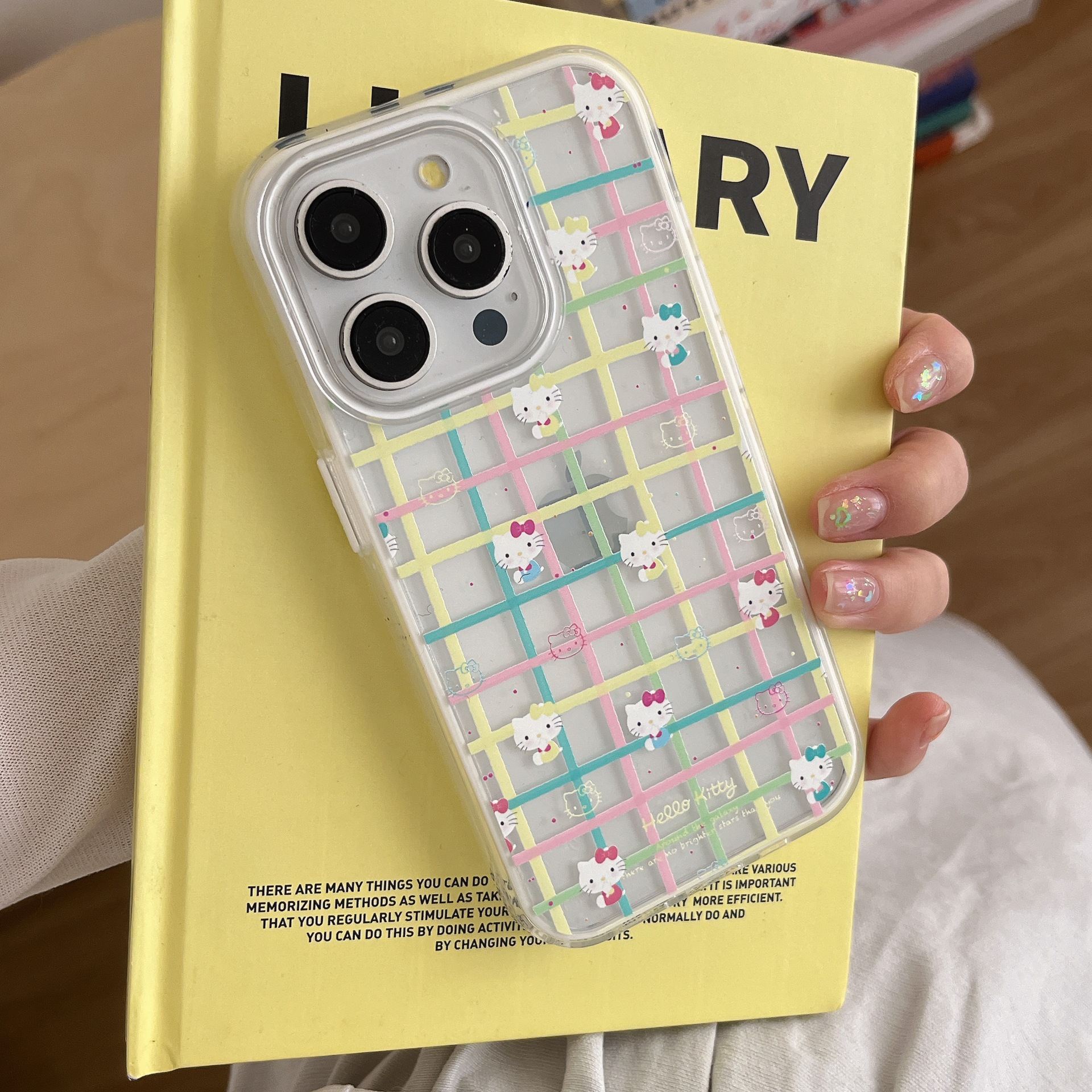 Capa única-flores de rayas de colores KT gato XMN