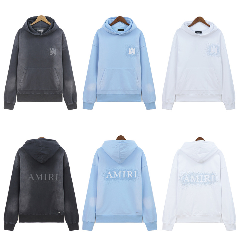 Cross-border wholesale autumn and winter hot drilling AMIRI logo letter printing high-weight terry hoodie men's and women's hoodies