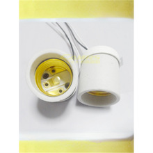 E27螺口灯座耐高温高压陶瓷灯头吸顶灯改装灯头带线7字脚E14灯头