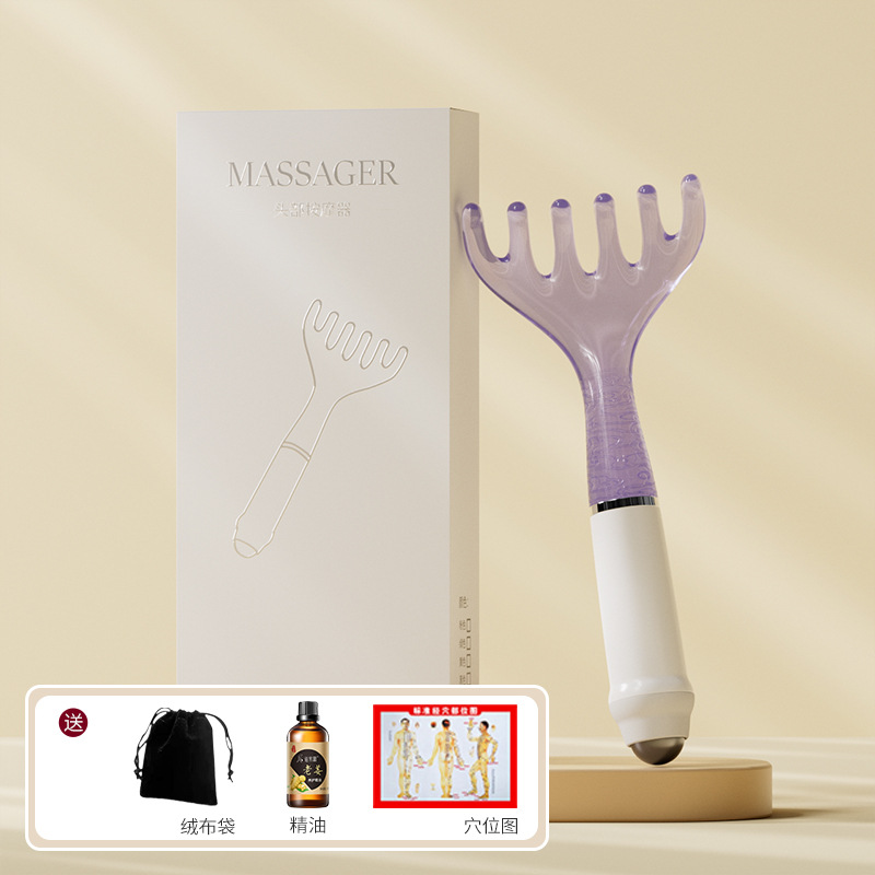 Pein de cuerno de ciervo, rastrillo pequeño, masaje de cinco dedos, peinado de cabello, garra de agarre del cuero cabelludo, meridianos, tratamiento de la cabeza, artefacto de rastrillo de músculos faciales caseros