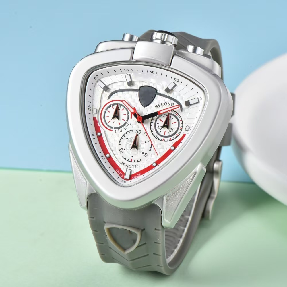 Cross-Border Hot-Selling Triangle Hollow Chronograph Quartz Watch Men's Fashion Sports Watch Manufacturer Wholesale