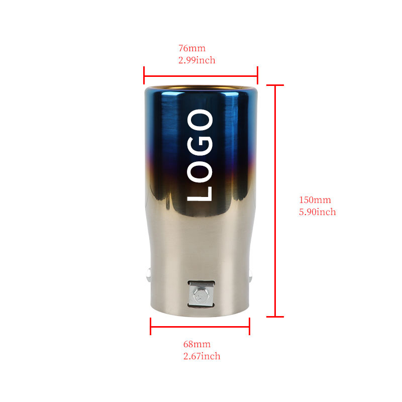 Factory direct supply modified single tail throat universal stainless steel exhaust pipe muffler car tail throat thickened grilled blue