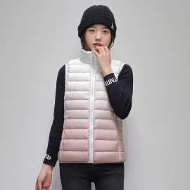 新款羽绒服女90白鸭绒渐变马甲男款韩式风情侣时尚外套经典立领