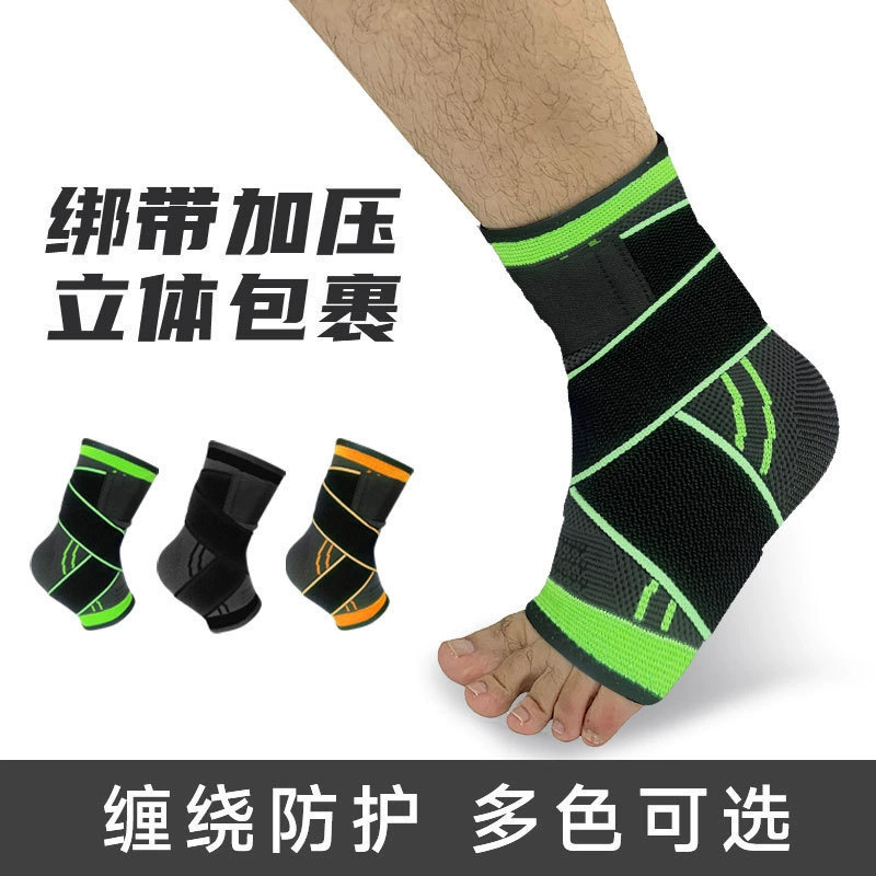 Knitted sports ankle brace with compression bandage, breathable and fixed ankle support for basketball, running, cycling, and protective ankle gear